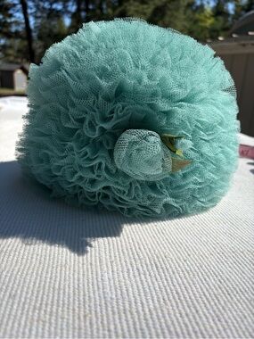 Aqua Tulle Floral Hat